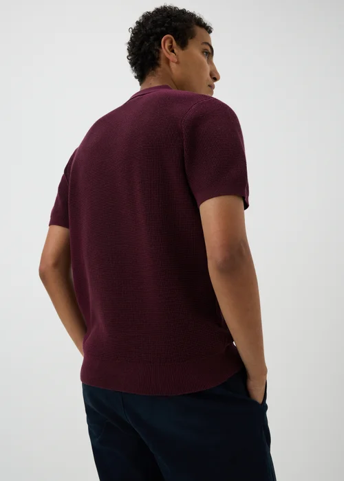 Burgundy Waffle Polo Shirt - S Image 2