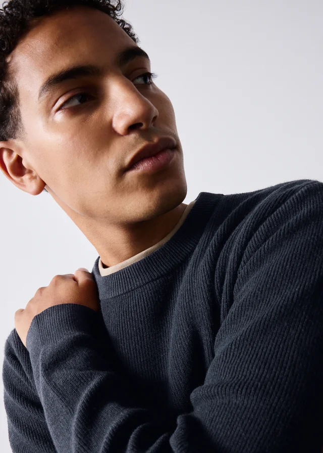 Navy Smart Ribbed Jumper