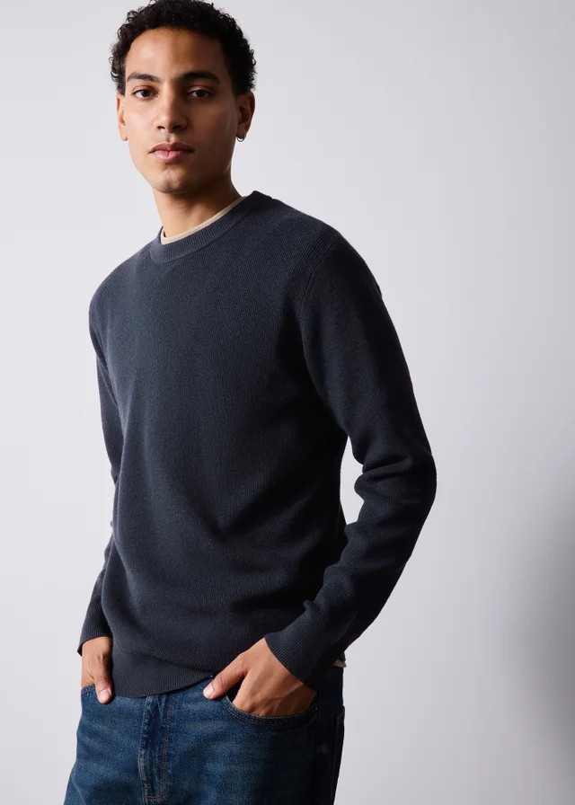 Navy Smart Ribbed Jumper