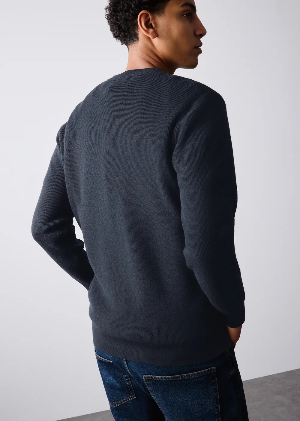 Navy Smart Ribbed Jumper - S Image 2