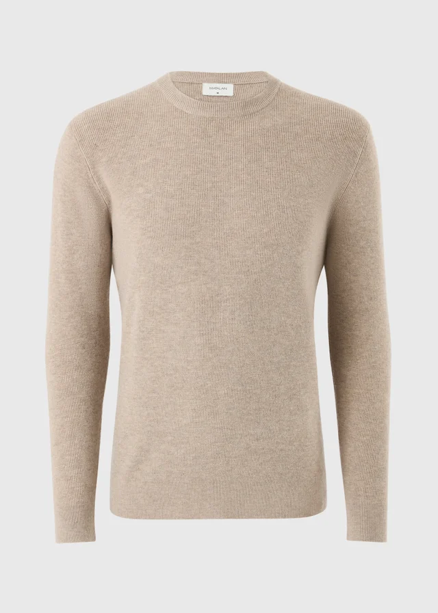 Stone Smart Ribbed Crew Neck Jumper
