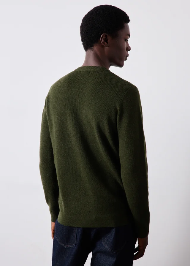 Khaki Smart Ribbed Crew Neck Jumper