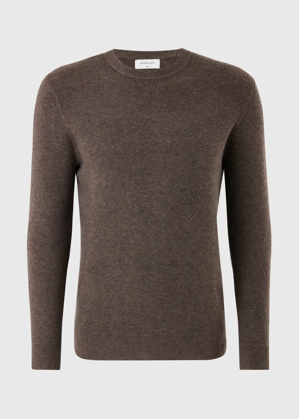 Brown Smart Ribbed Crew Neck Jumper - S Image 4