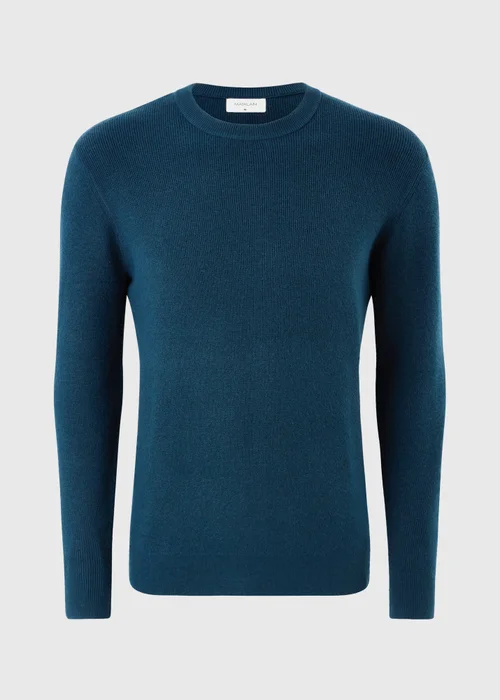 Teal Smart Ribbed Crew Neck Jumper - S Image 5