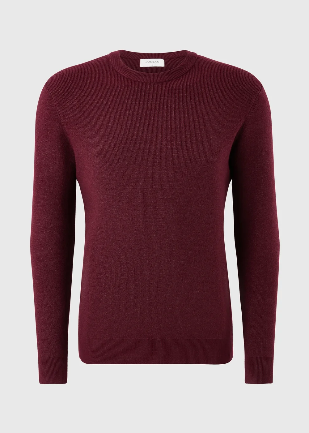 Burgundy Smart Ribbed Crew Neck Jumper - S Image 1