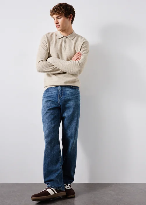 Ecru Quarter Zip Polo - M Image 2