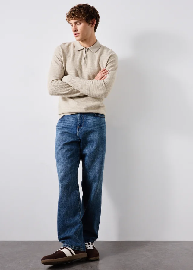 Ecru Quarter Zip Polo