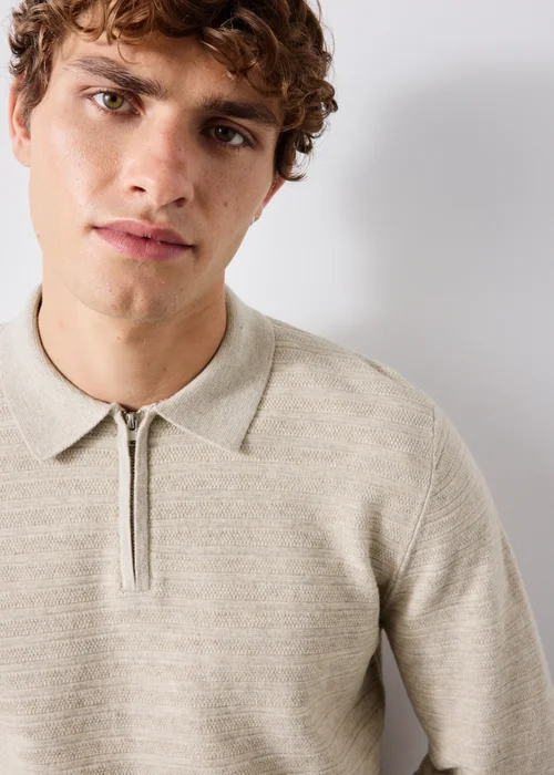 Ecru Quarter Zip Polo - M Image 4