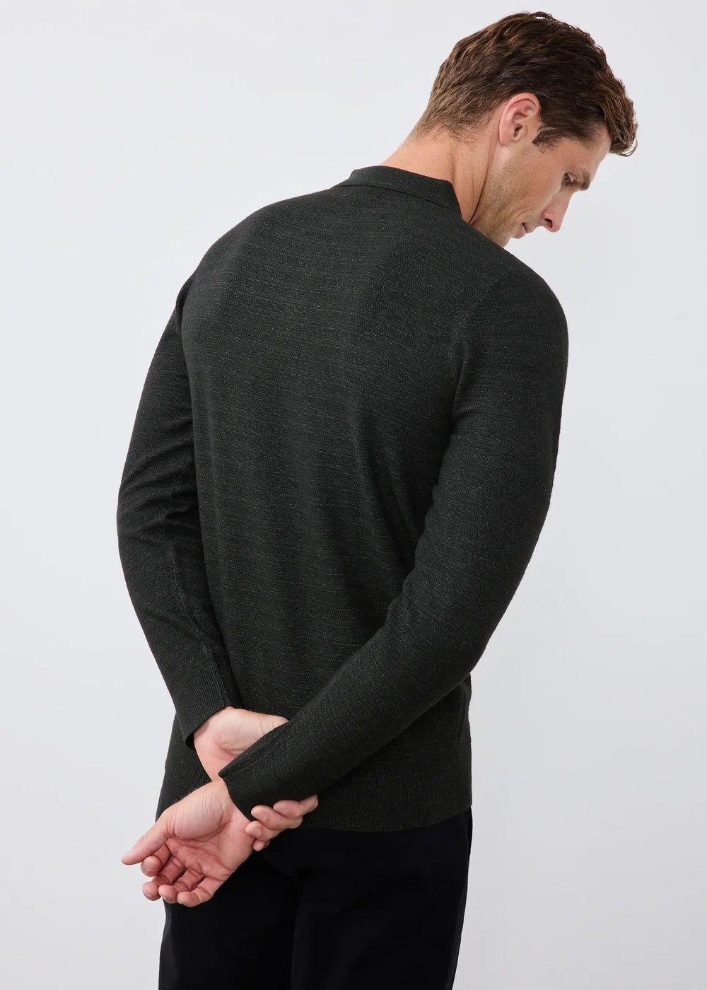 Charcoal Quarter Zip Polo Shirt - S Image 2