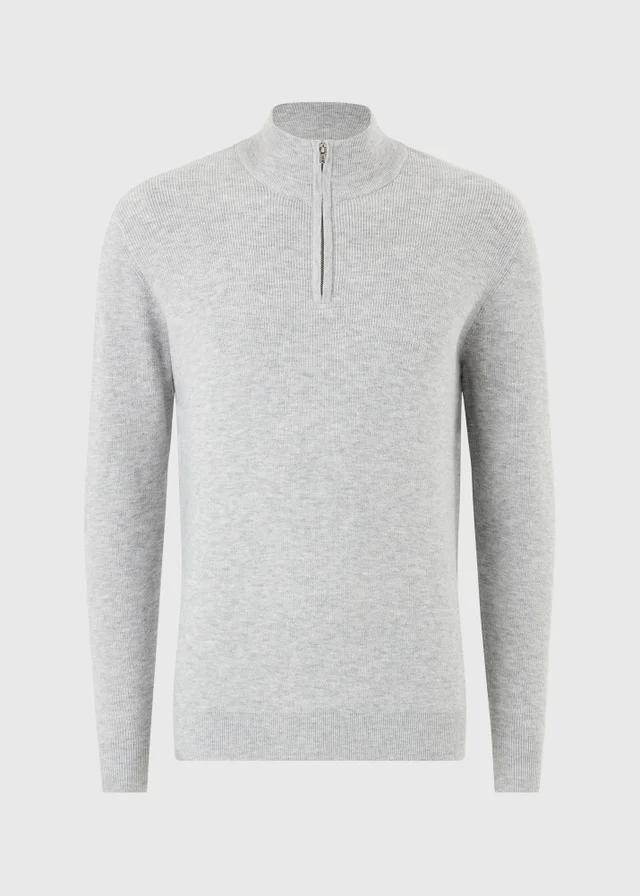 Grey Smart 1/4 Zip Jumper