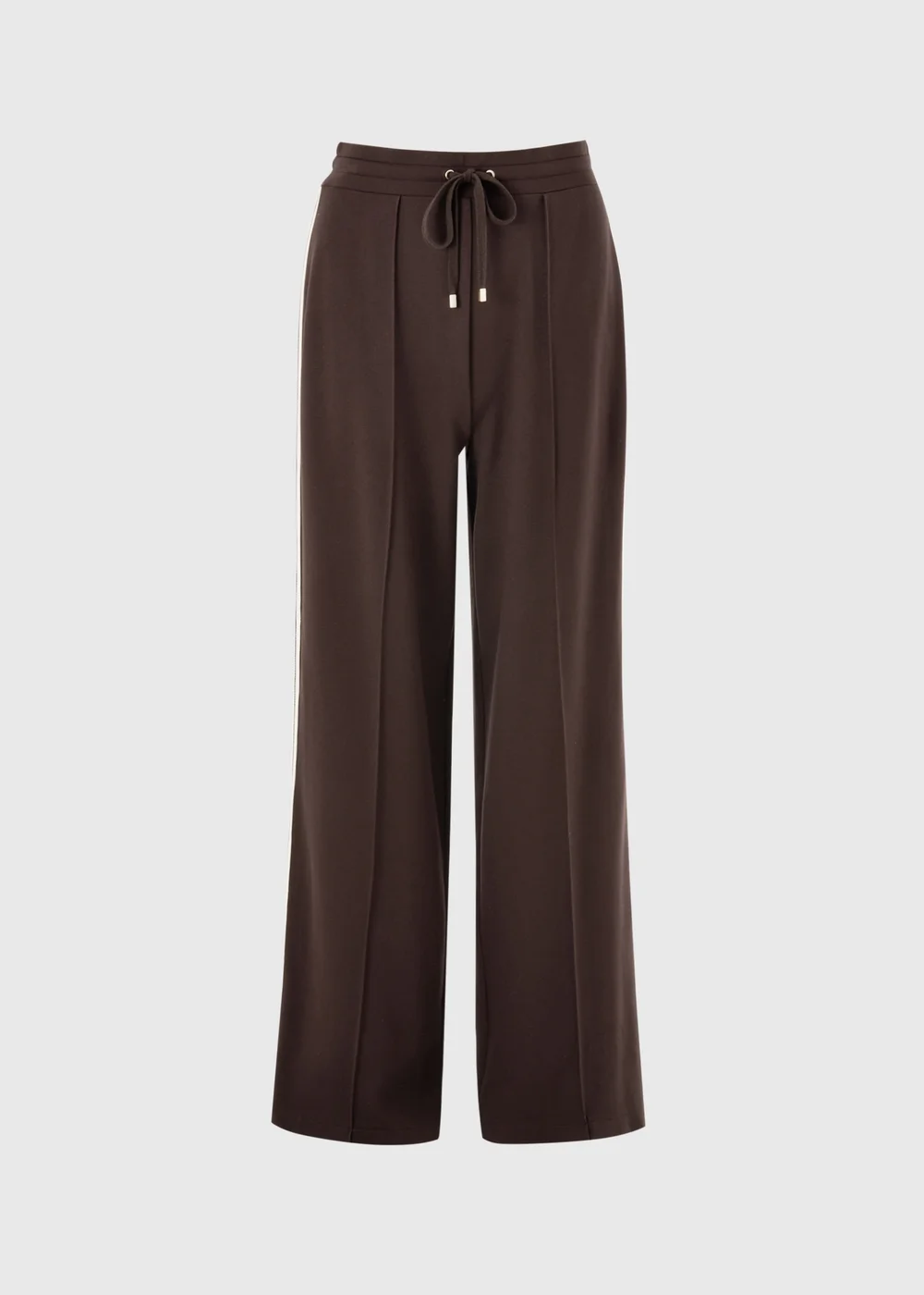 Chocolate Brown Side Stripe Ponte Wide Leg Trousers - 8/L29 Image 3