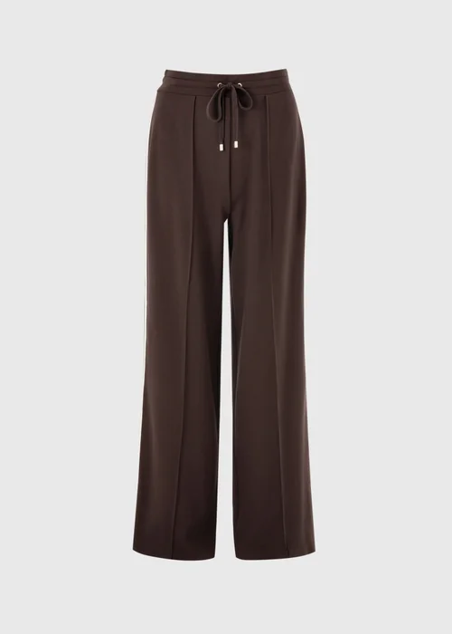 Chocolate Brown Side Stripe Ponte Wide Leg Trousers - 8/L29 Image 3