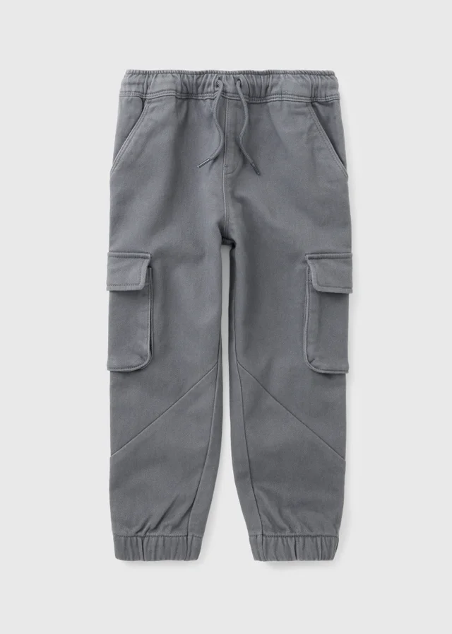 Boys Grey Twill Cargo Trousers (1-8yrs)