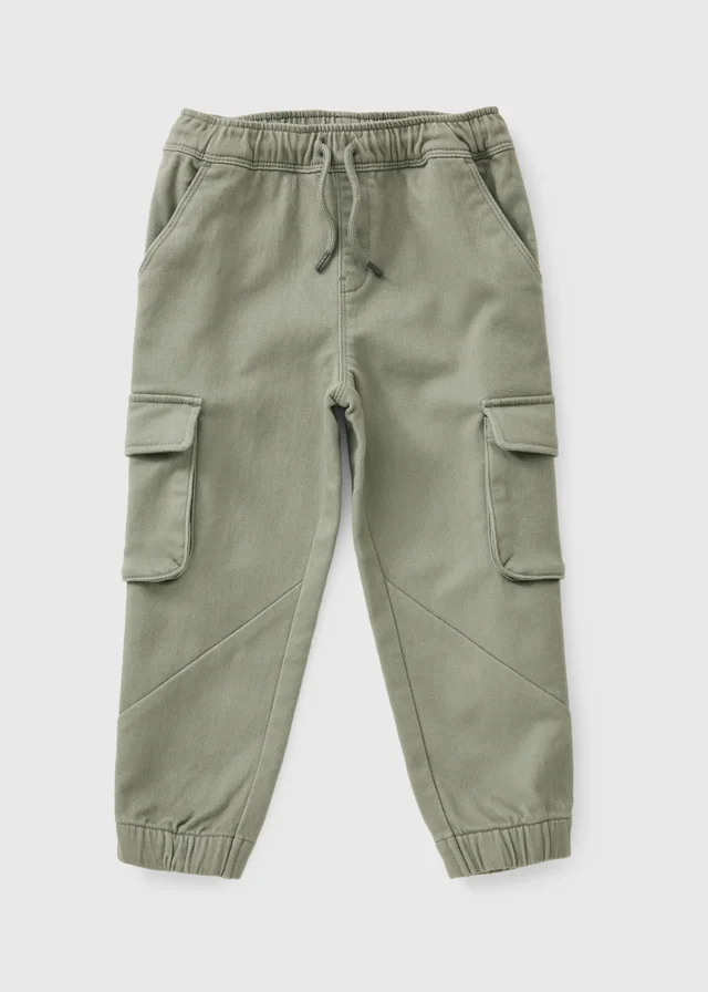 Boys Sage Green Twill Cargo Trousers (1-8yrs)