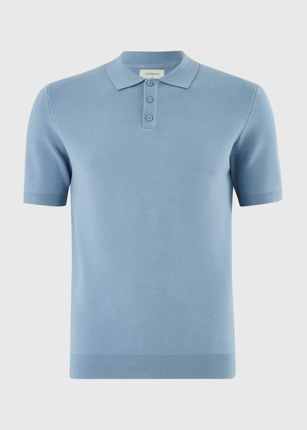 Blue Knitted Polo Shirt - M Image 1