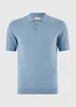 Blue Knitted Polo Shirt - M Image 1