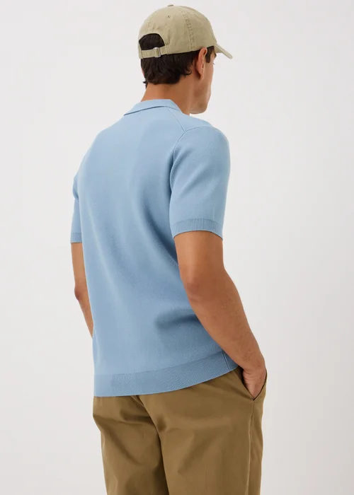 Blue Knitted Polo Shirt - S Image 2