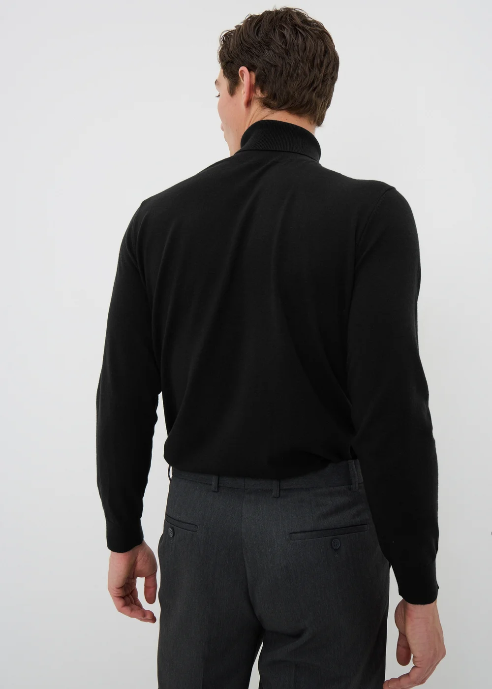 Black Smart Roll Neck Jumper - S Image 2