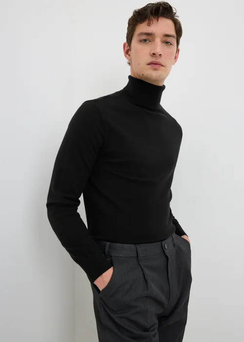 Black Smart Roll Neck Jumper - S Image 1