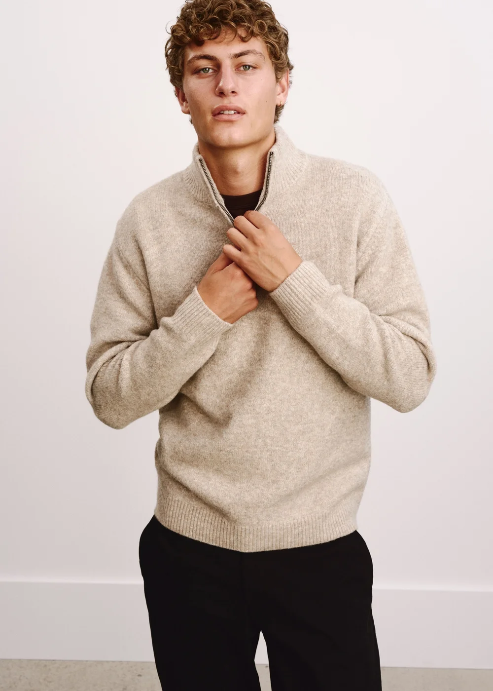 Stone Cosy Quarter Zip Jumper - S Image 1