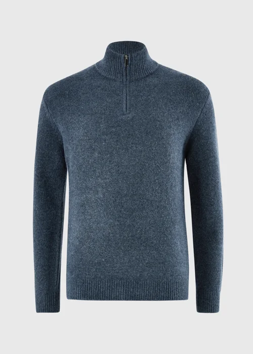 Blue Cosy Quarter Zip Jumper - S Image 4