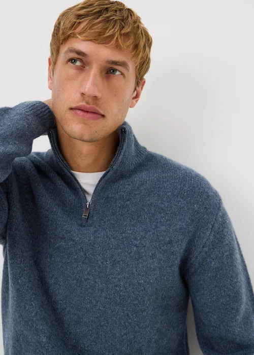 Blue Cosy Quarter Zip Jumper - S Image 3