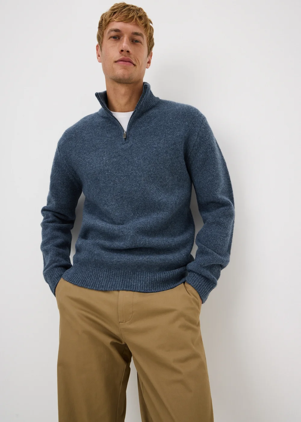 Blue Cosy Quarter Zip Jumper - S Image 1