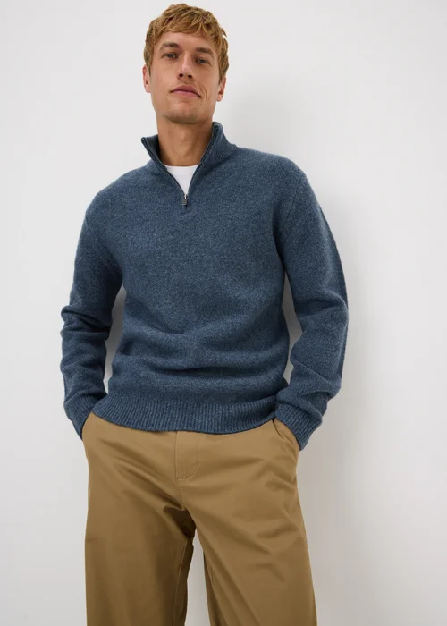 Blue Cosy Quarter Zip Jumper - S Image 1