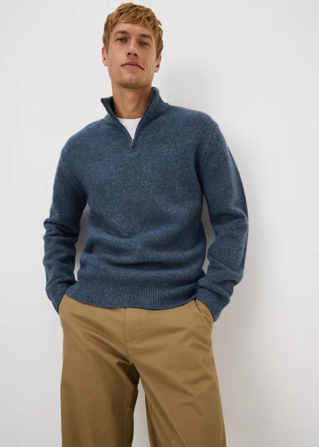 Blue Cosy Quarter Zip Jumper