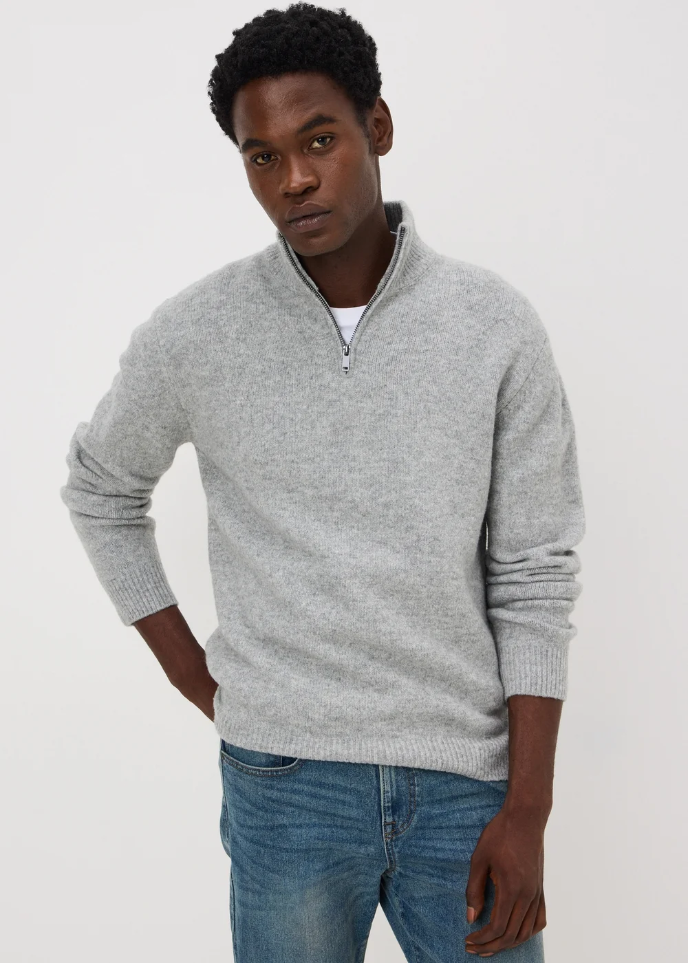 Grey Cosy 1/4 Zip Jumper - S Image 1