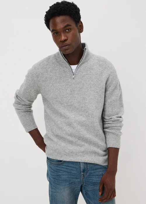 Grey Cosy 1/4 Zip Jumper - S Image 1
