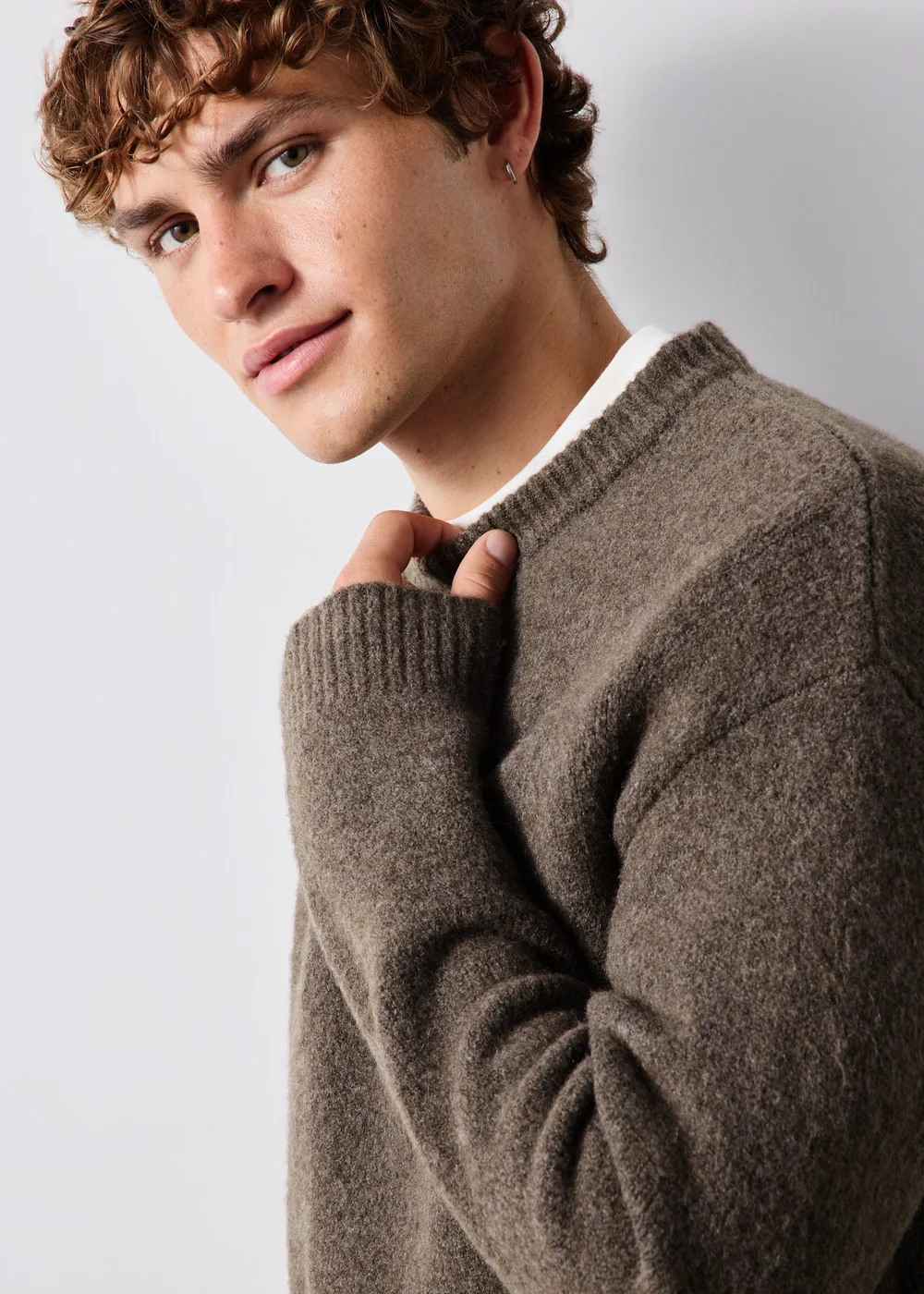 Brown Cosy Crew Neck Jumper - S Image 2