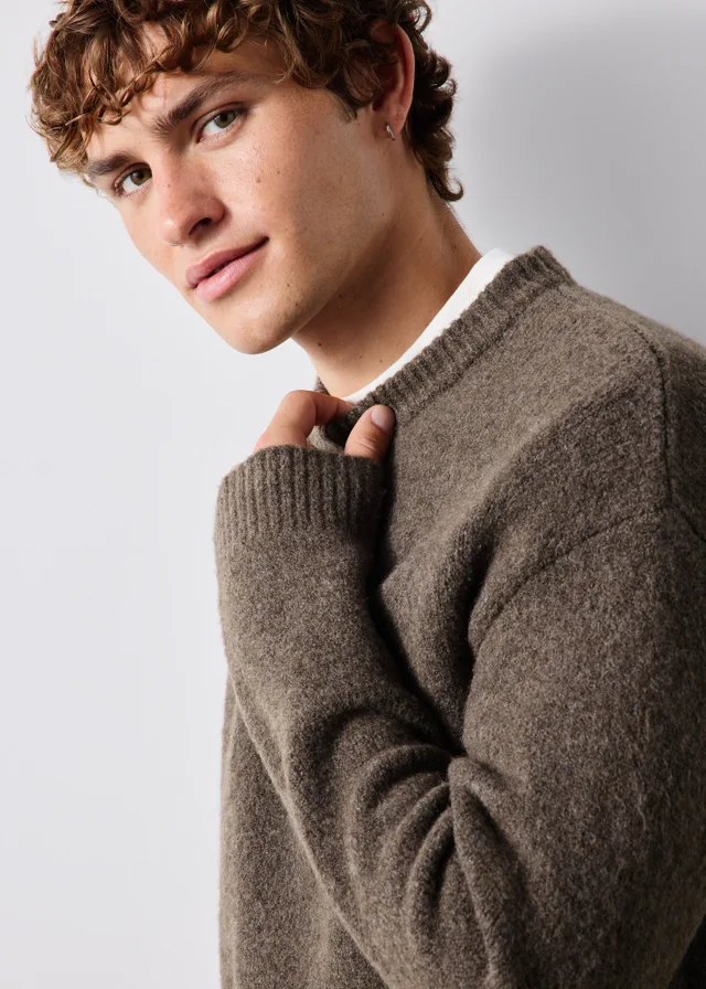 Brown Cosy Crew Neck Jumper