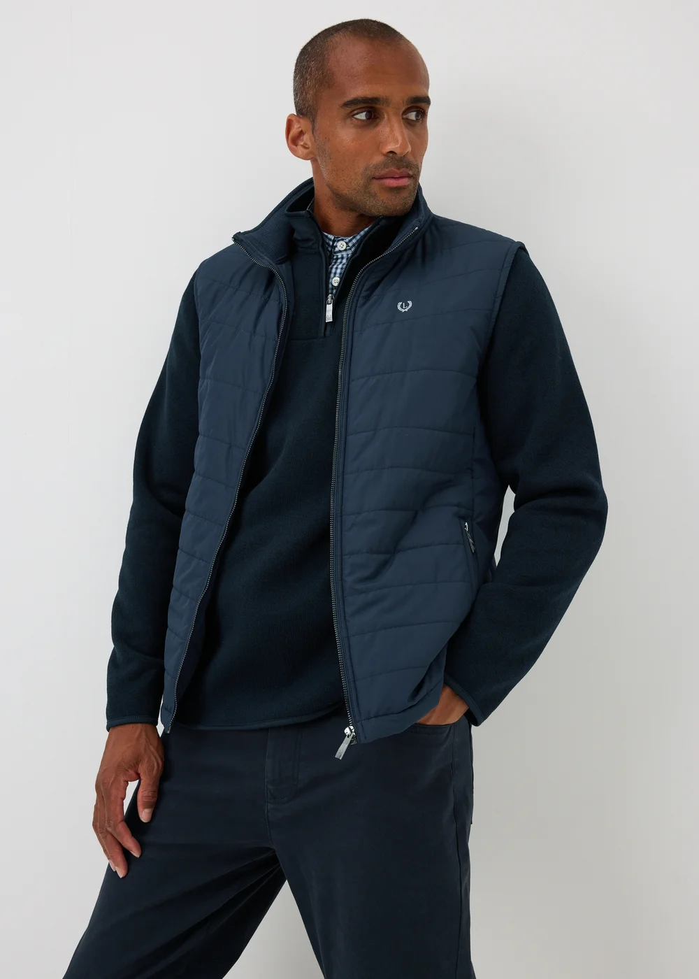 Lincoln Navy Quilted Smart Gilet - S Image 1