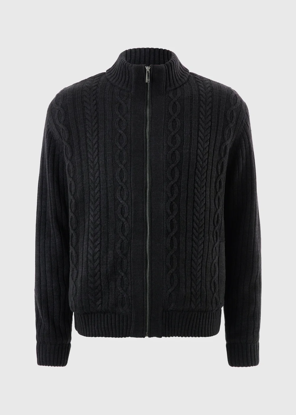 Navy Borg Knit Zip Jacket - S Image 1
