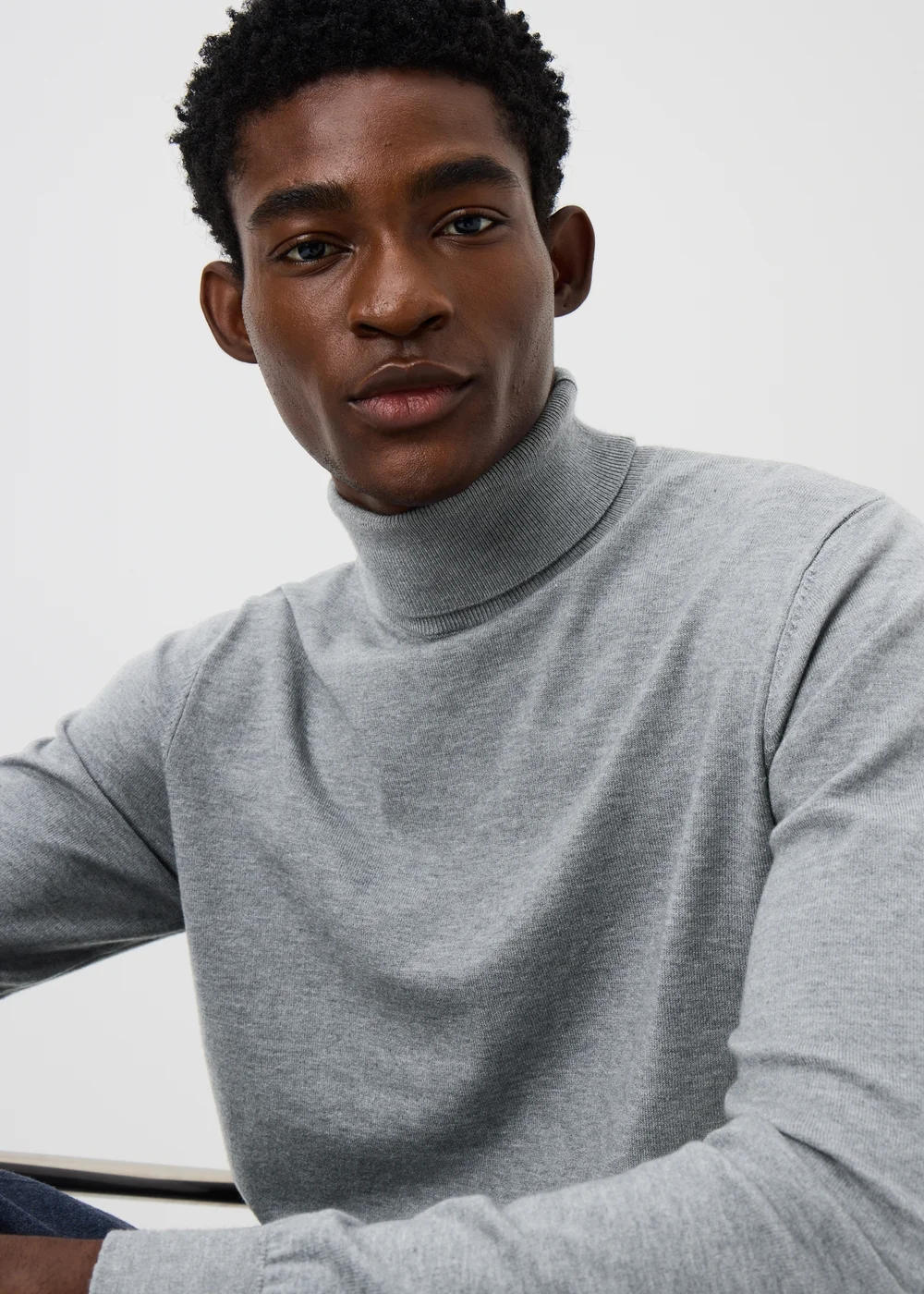 Grey Smart Roll Neck Jumper - S Image 3