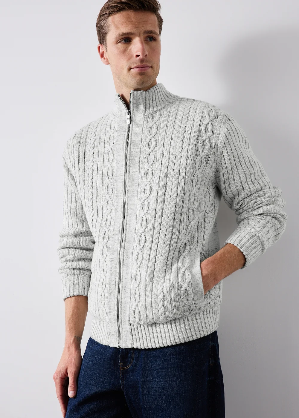 Ecru Heavyweight Borg Cardigan - S Image 1