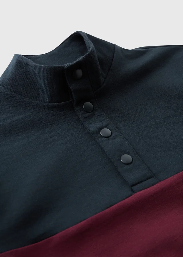 Boys Burgundy/Navy Funnel Neck Sweatshirt (1-8 Yrs)
