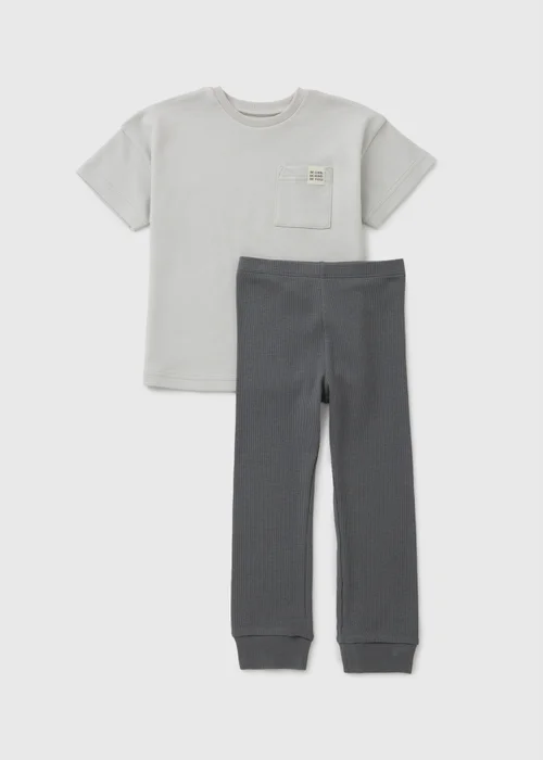 Boys Charcoal Oversized T-Shirt & Legging Set (1-8yrs) - 1-1.5 Yrs Image 1