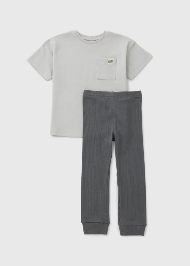 Boys Charcoal Oversized T-Shirt & Legging Set (1-8yrs)