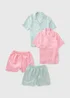 2 Pack Girls Multicolour Jacquard Satin Short Pyjama Set (4-13yrs) - 4 Yrs Image 1