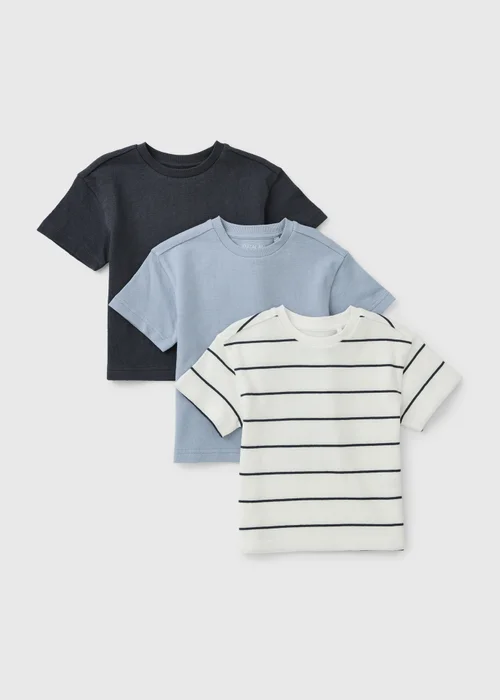 3 Pack Boys Multicolour Stripe T-Shirts (1-8 yrs) - 1-1.5 Yrs Image 1