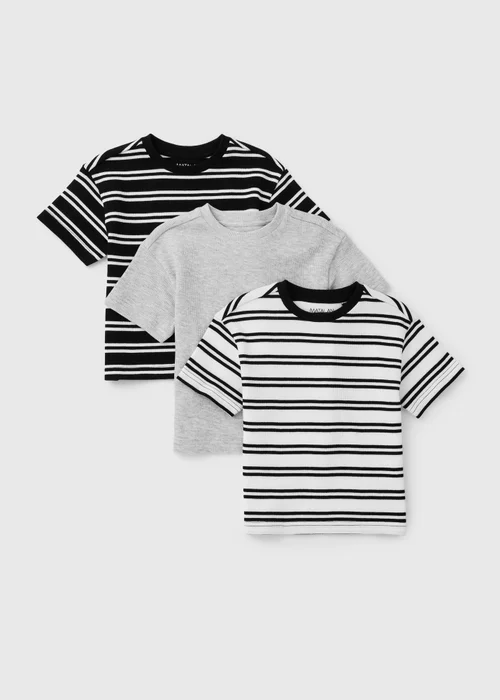 3 Pack Boys Black Stripe T-Shirts (1-8yrs) - 1.5-2 Yrs Image 1