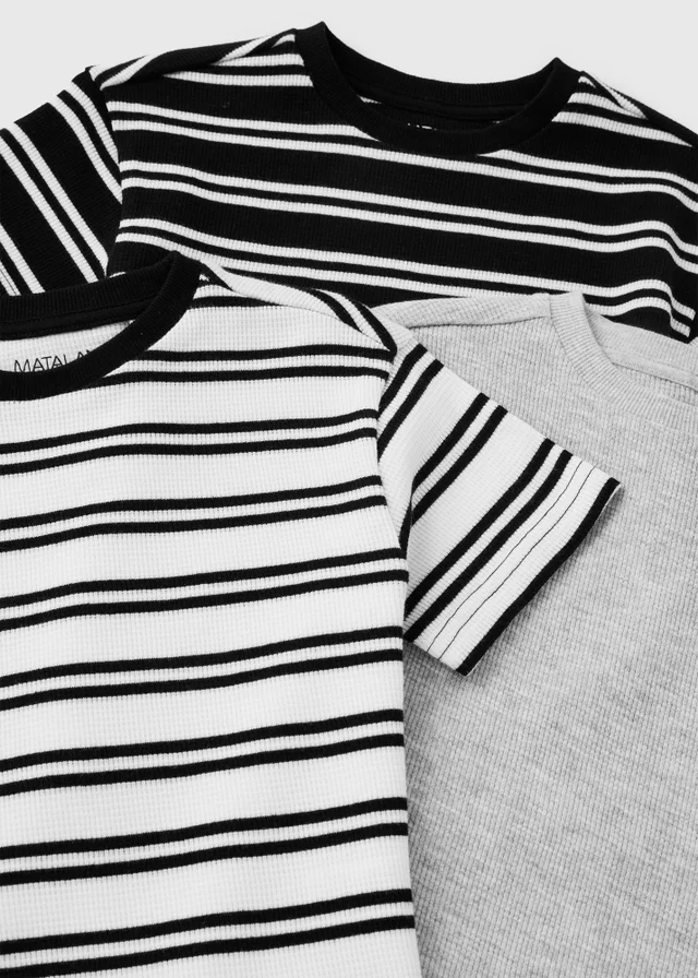 3 Pack Boys Black Stripe T-Shirts (1-8yrs)