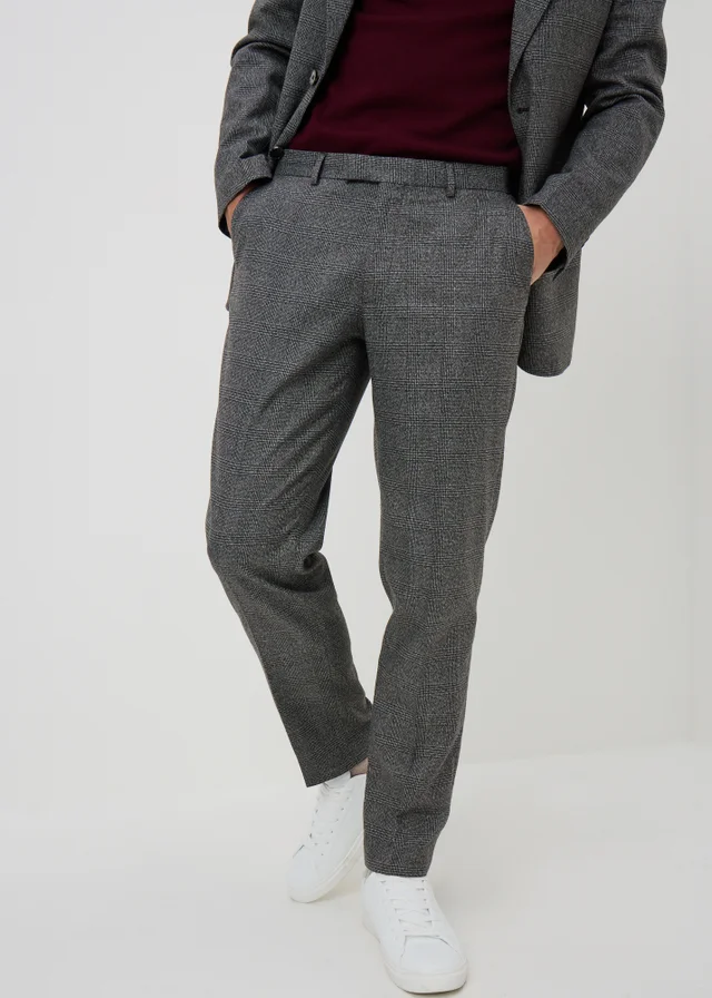 Taylor & Wright Heaton Grey Check Tailored Fit Suit Trousers