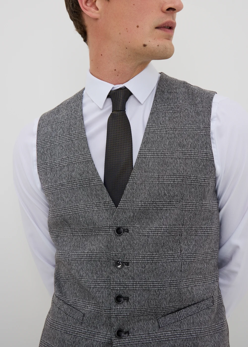 Taylor & Write Heaton Grey Check Suit Waistcoat - XS Image 3