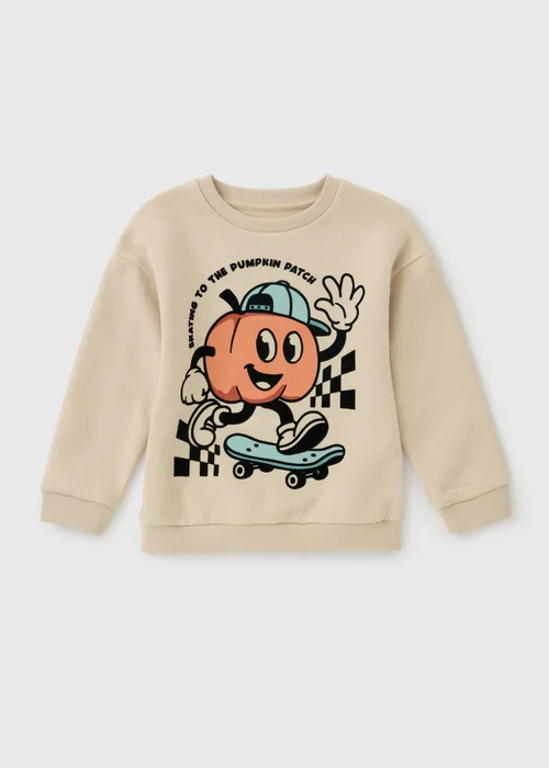 Boys Stone Skating Pumpkin Sweatshirt (1-8yrs) - 1-1.5 Yrs Image 1
