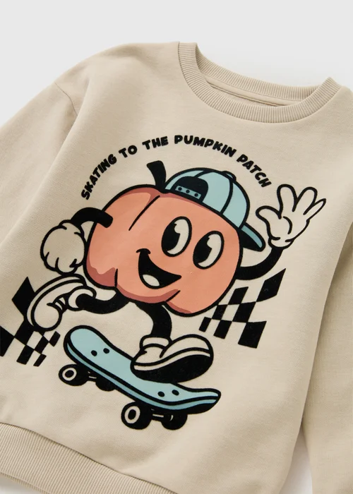 Boys Stone Skating Pumpkin Sweatshirt (1-8yrs) - 1-1.5 Yrs Image 2