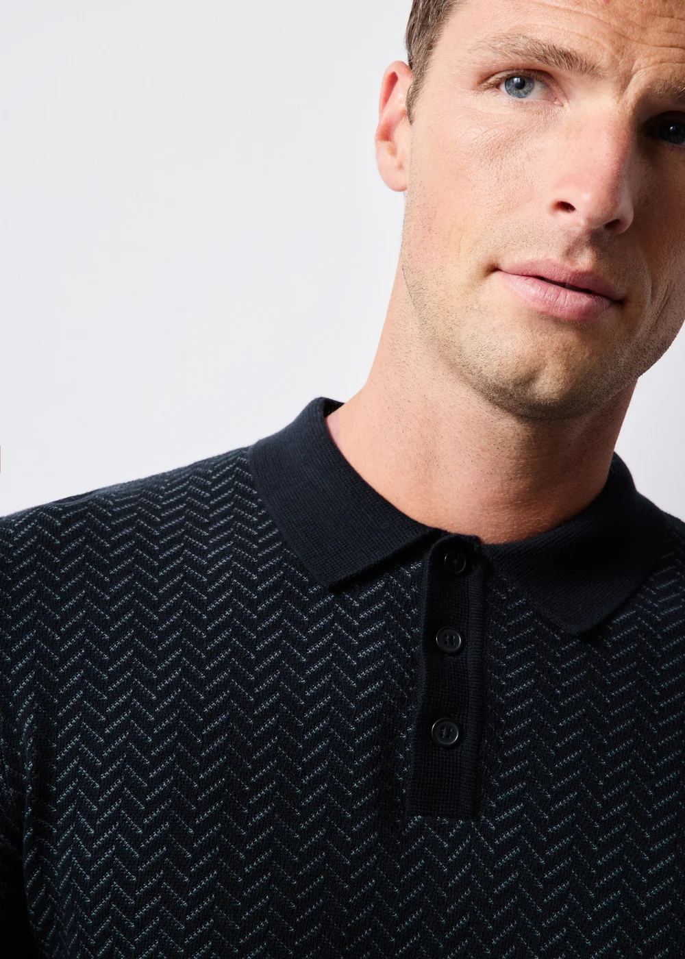 Navy Smart Chevron Polo Shirt - S Image 2