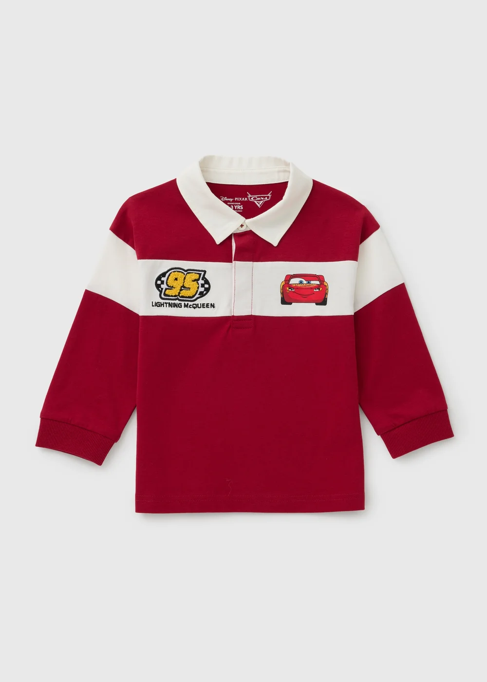Disney Cars Boys Maroon Lightening McQueen Rugby T-Shirt (1-7yrs) - 1-1.5 Yrs Image 1